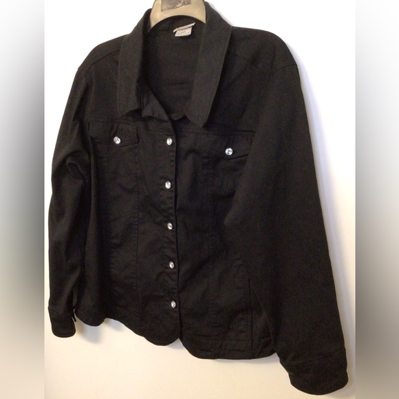 Isaac’s design cotton Lycra black jacket with jeweled buttons size 2XL - Picture 2 of 5